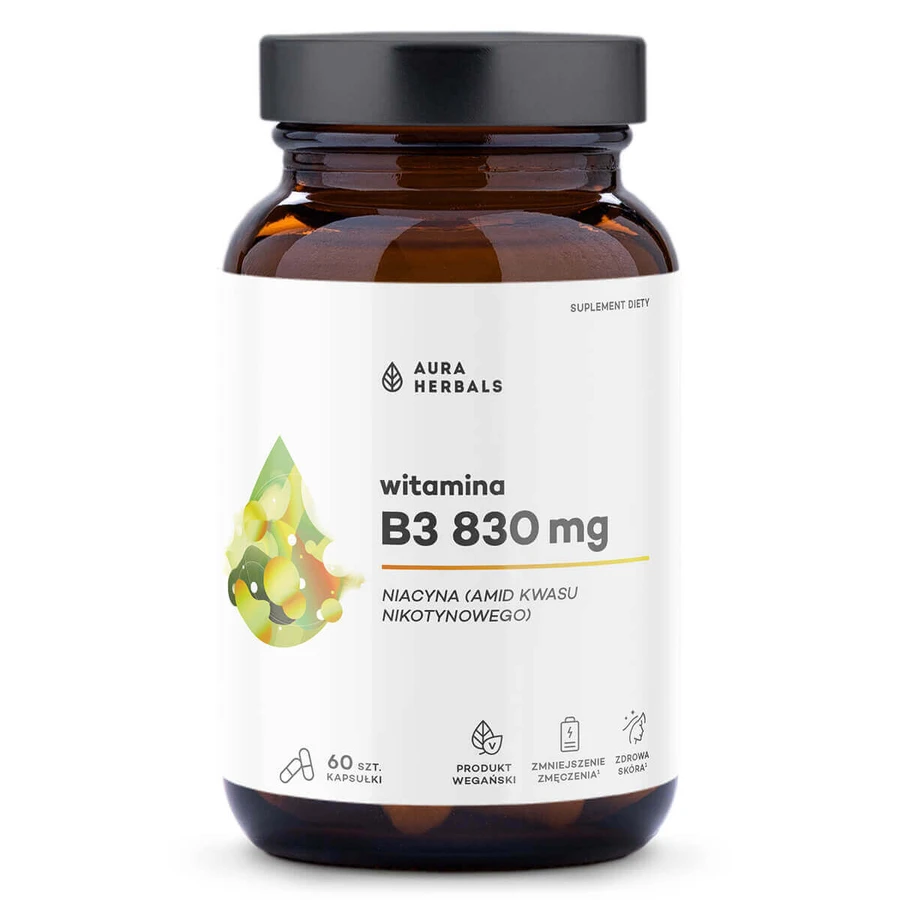 Aura Herbals Вітамін B3, ніацин, 60 капсул: ціни та характеристики