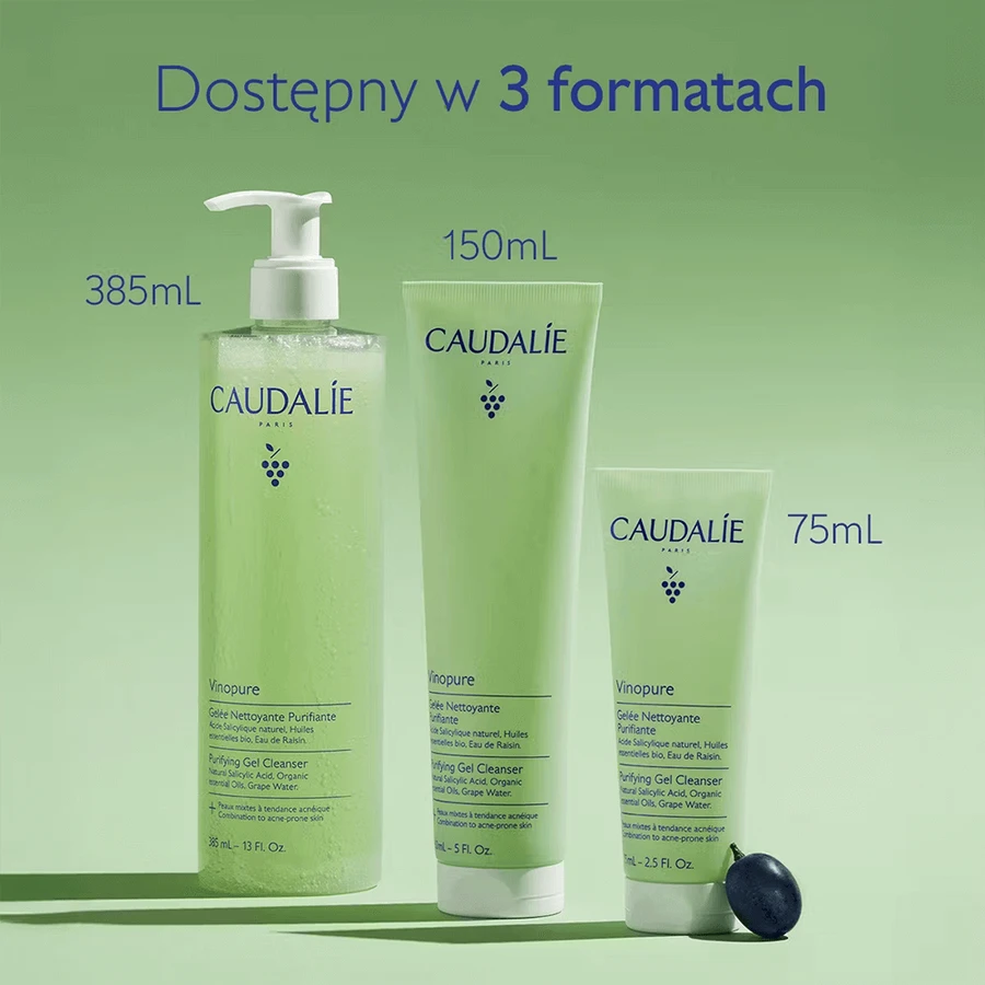 Caudalie Vinopure, гель для вмивання обличчя, що очищає, для шкіри, схильної до акне, 385 мл: ціни та характеристики
