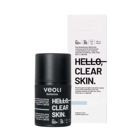 Veoli Botanica Hello, Clear Skin, крем проти фотостаріння широкого спектру дії, для шкіри з недосконалостями, SPF 50+, 50 мл: ціни та характеристики
