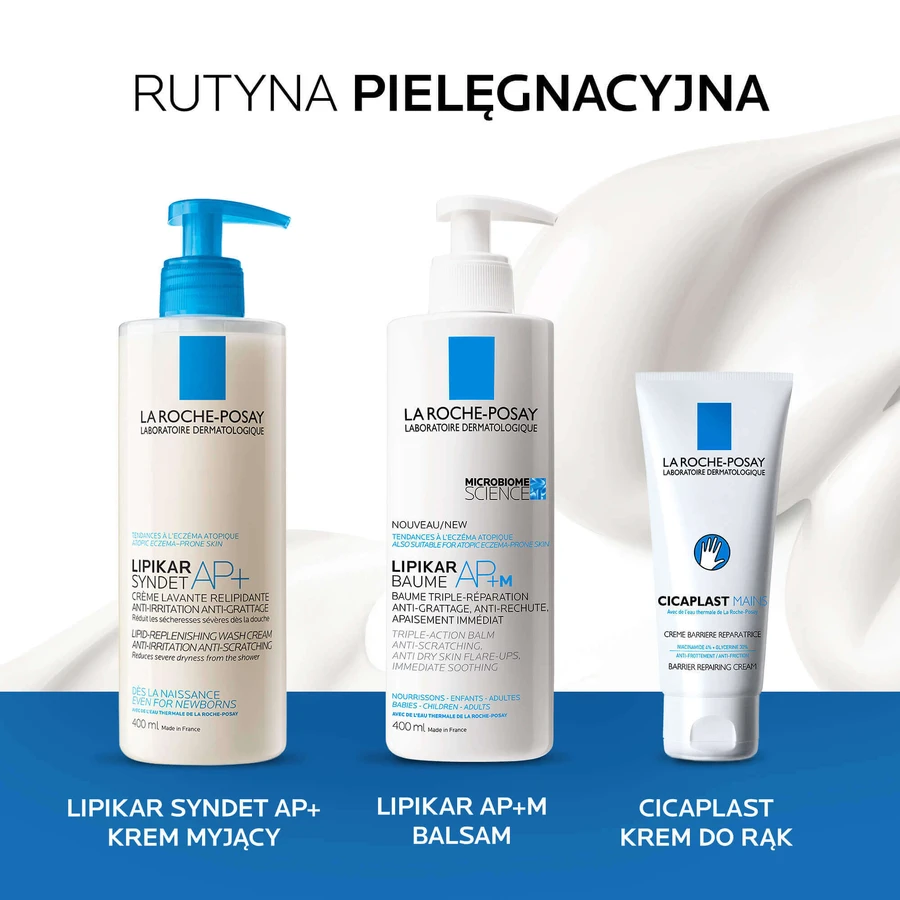 Набір La Roche-Posay Cicaplast Baume B5+, заспокійливий регенеруючий лосьйон, 100 мл + Lipikar Baume AP+M, лосьйон для тіла, від народження, 400 мл + коробка з міні-продуктами безкоштовно: ціни та характеристики