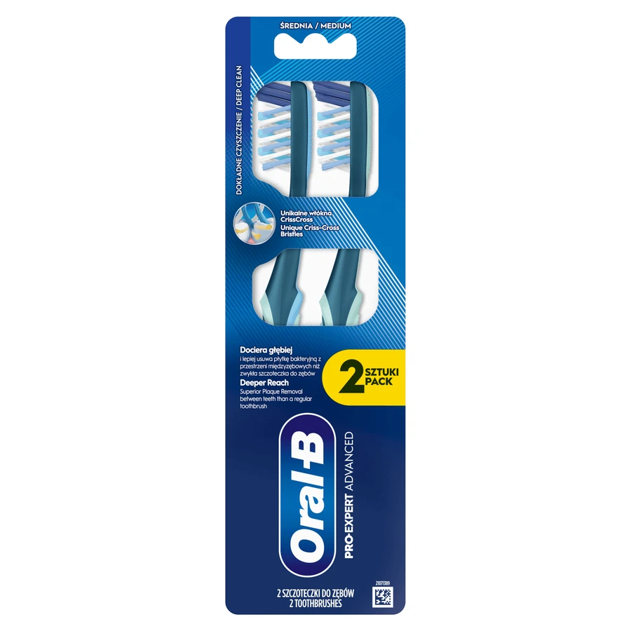 Oral-B Pro-Clean Advanced, зубная щетка, средняя, 2 штуки: цены и характеристики
