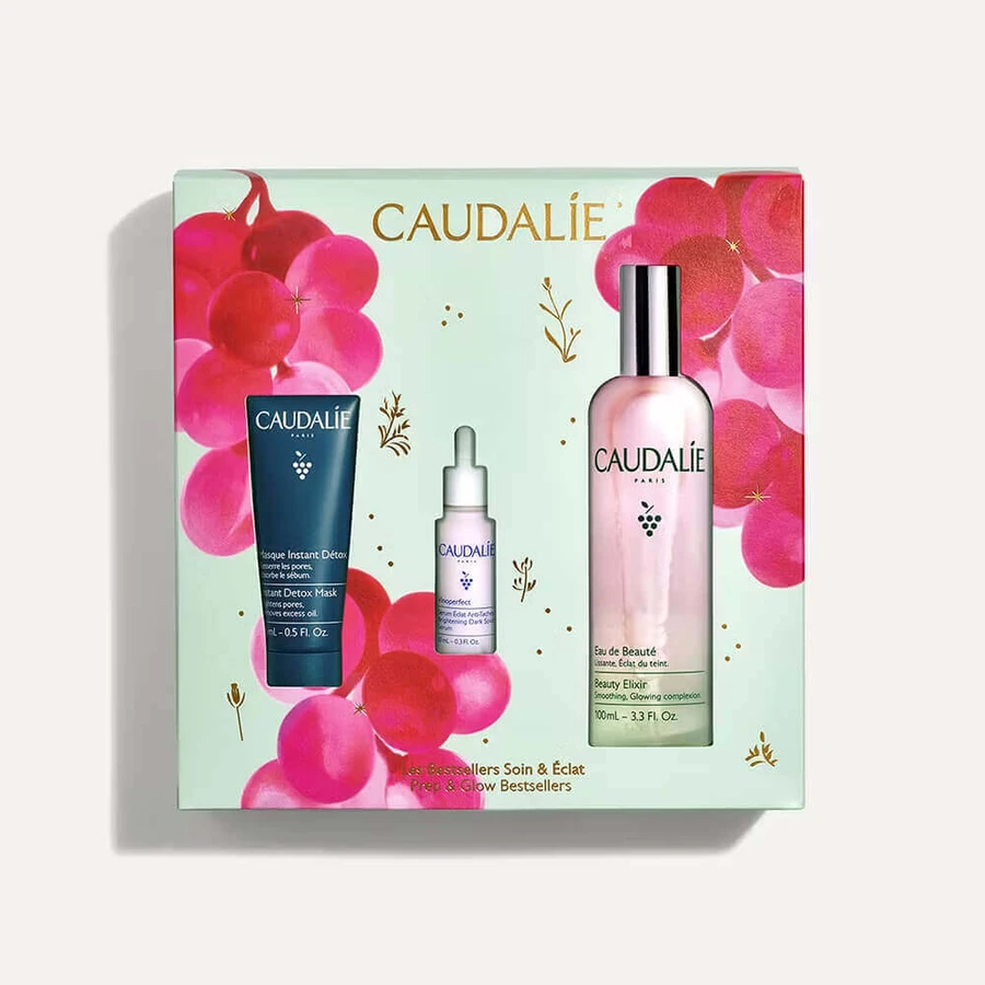 Caudalie Beauty Elixir, освітлююча вода, 100 мл + Vinoclean, детоксикуюча маска, 15 мл та сироватка Vinoperfect, 10 мл у подарунок: ціни та характеристики