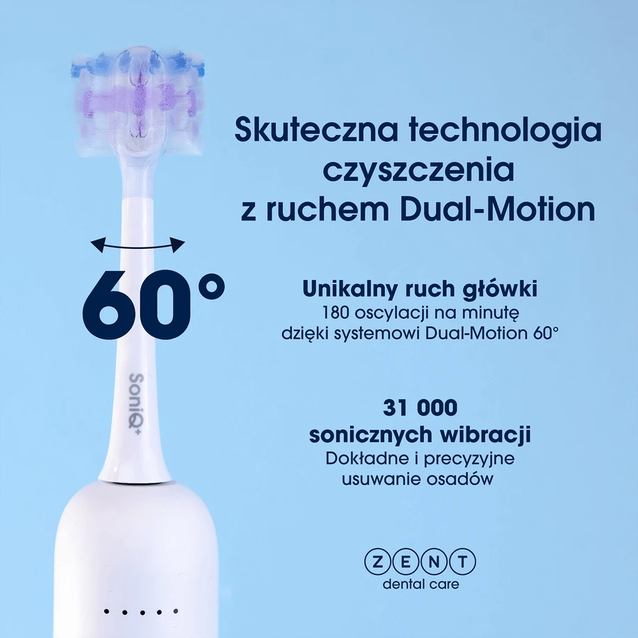 Zent SoniQ+ 60° Dual Motion, звукова ротаційна зубна щітка з обертанням на 60°: ціни та характеристики