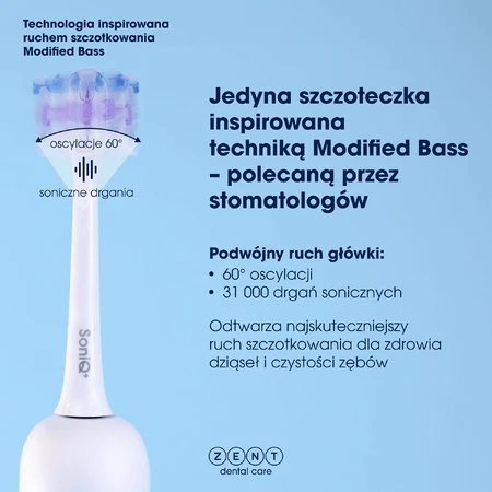 Zent SoniQ+ 60° Dual Motion, звукова ротаційна зубна щітка з обертанням на 60°: ціни та характеристики