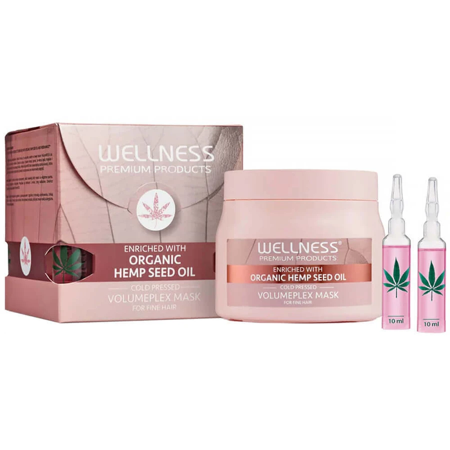 Wellness Premium Products VolumePlex, увлажняющая маска для тонких волос, 500 мл + 4 ампулы х 10 мл бесплатно: цены и характеристики