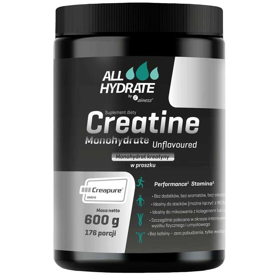 ALLhydrate Креатин моногідрат, порошок, натуральний смак, 600 г: ціни та характеристики
