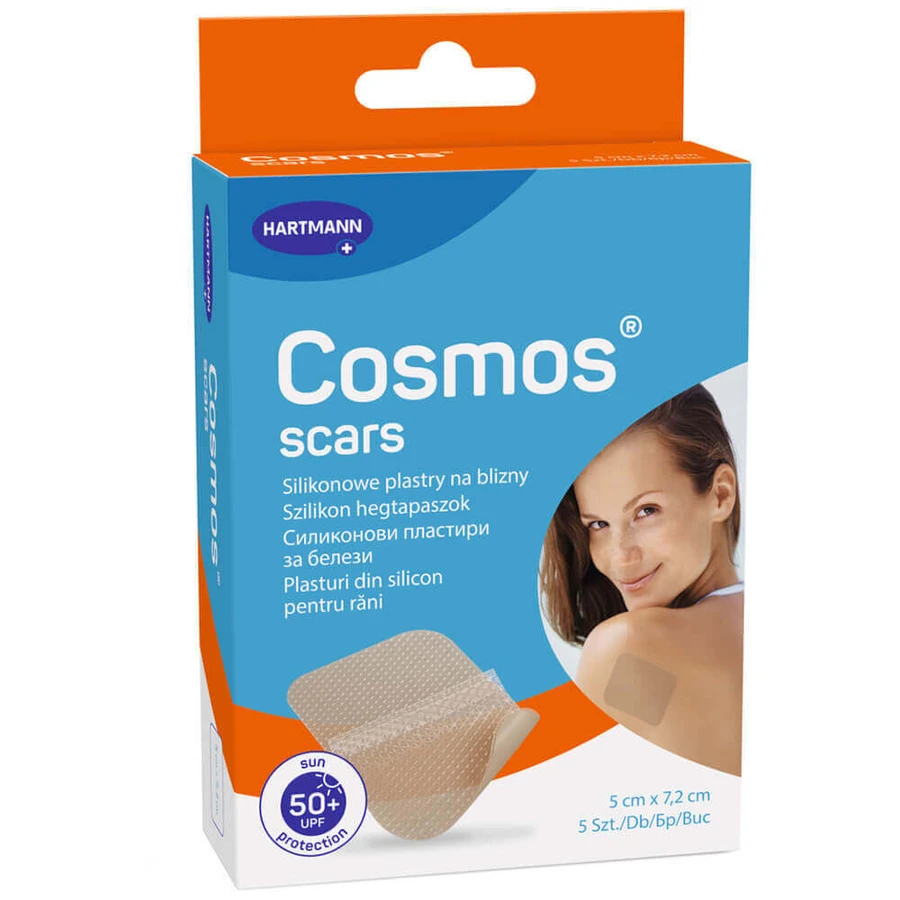 Cosmos Scars, силіконові пластирі від шрамів, 5 х 7,2 см, 5 штук: ціни та характеристики