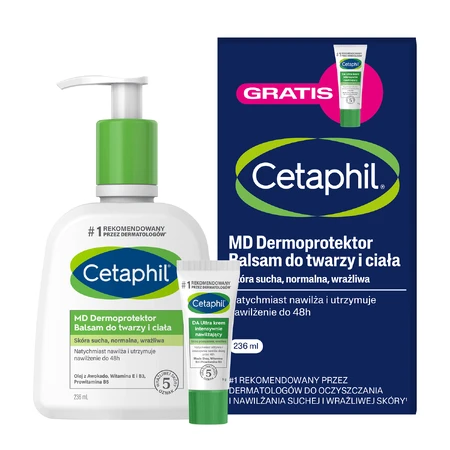 Cetaphil MD Dermoprotector, лосьйон для обличчя та тіла, 236 мл + Cetaphil DA Ultra, інтенсивний зволожуючий крем, міні-продукт, 14 г безкоштовно: ціни та характеристики