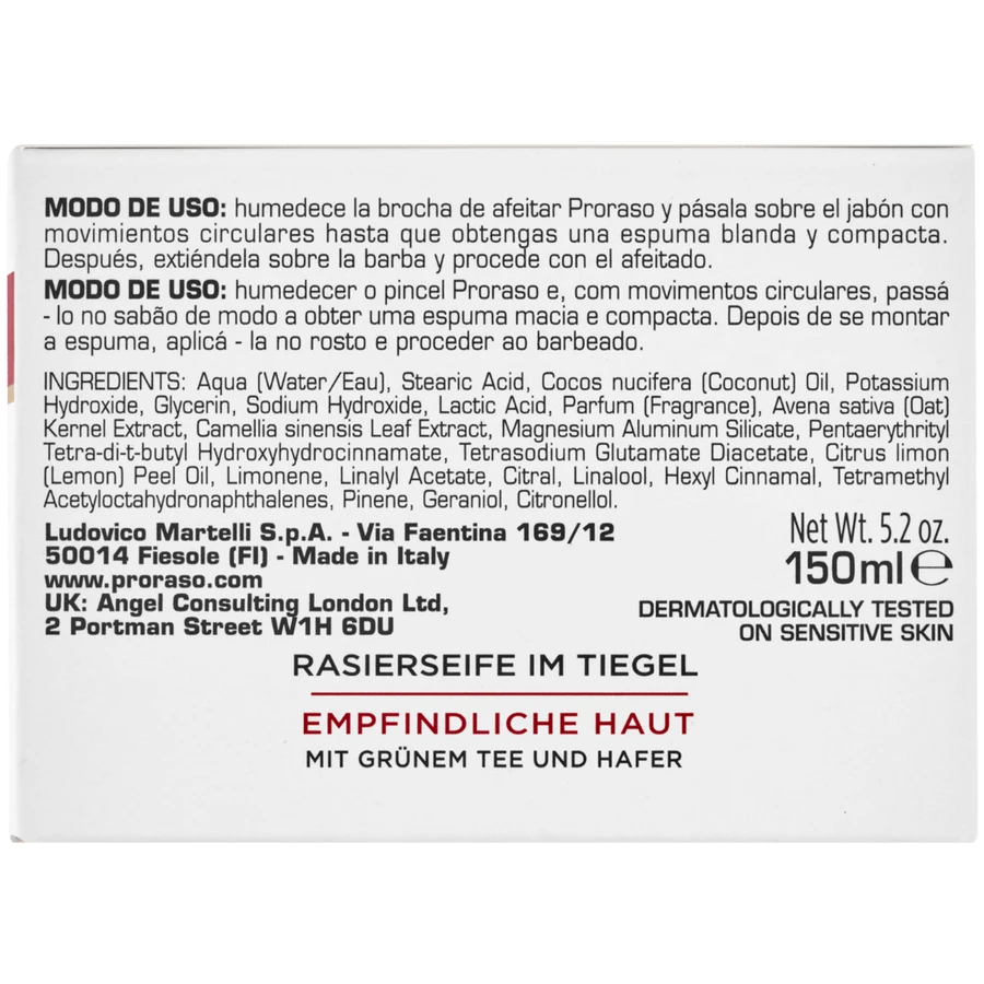Proraso Sensitive, мыло для бритья, зеленый чай, 150 мл: цены и характеристики