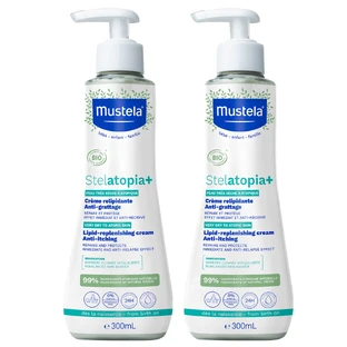 Крем для тіла  Mustela Stelatopia+ Organic Lipid-Replenishing Anti-Itching ліпідовідновлювальний, проти свербежу, 2 шт. по 300 мл