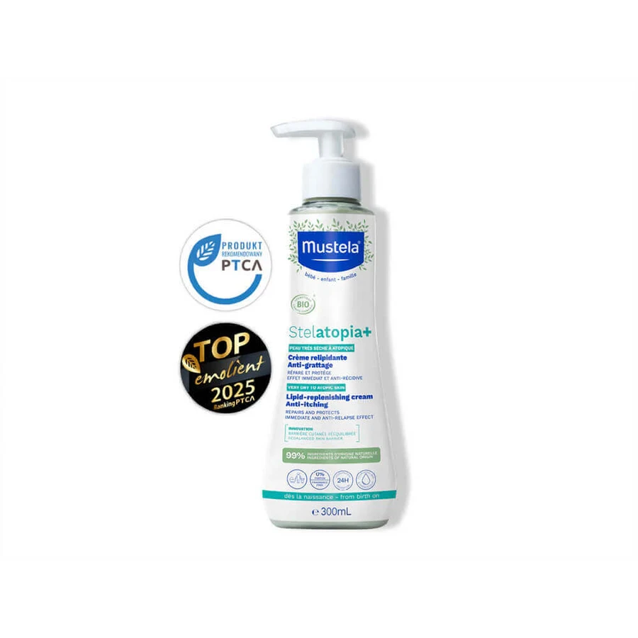 Крем для тіла Mustela Stelatopia+ Organic Lipid-Replenishing Anti-Itching ліпідовідновлювальний, проти свербежу, 2 шт. по 300 мл: ціни та характеристики