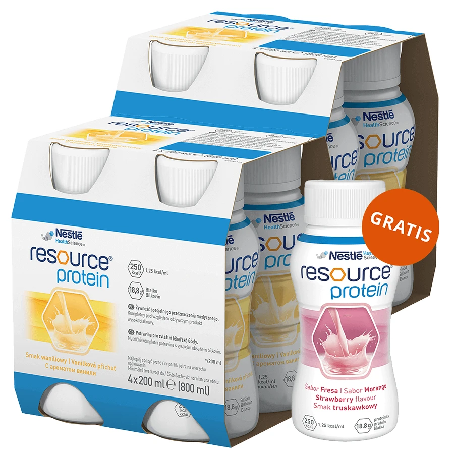 Набір Ресурс Протеїн, поживний препарат, зі смаком ванілі, 8 х 200 мл + полуничний смак, 200 мл безкоштовно: ціни та характеристики