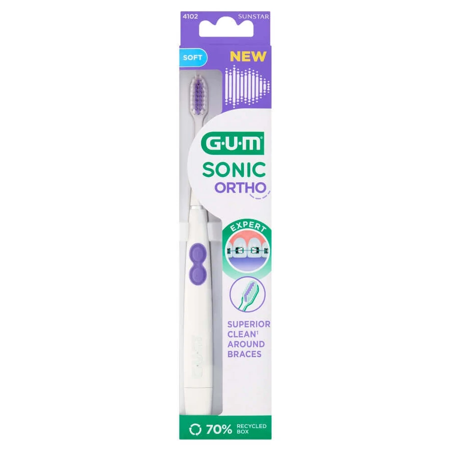 GUM Sonic Ortho, звуковая зубная щетка на батарейках: цены и характеристики