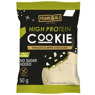 Frank&Oli High Protein, м'яке білкове печиво, фісташки та білий шоколад, 50 г