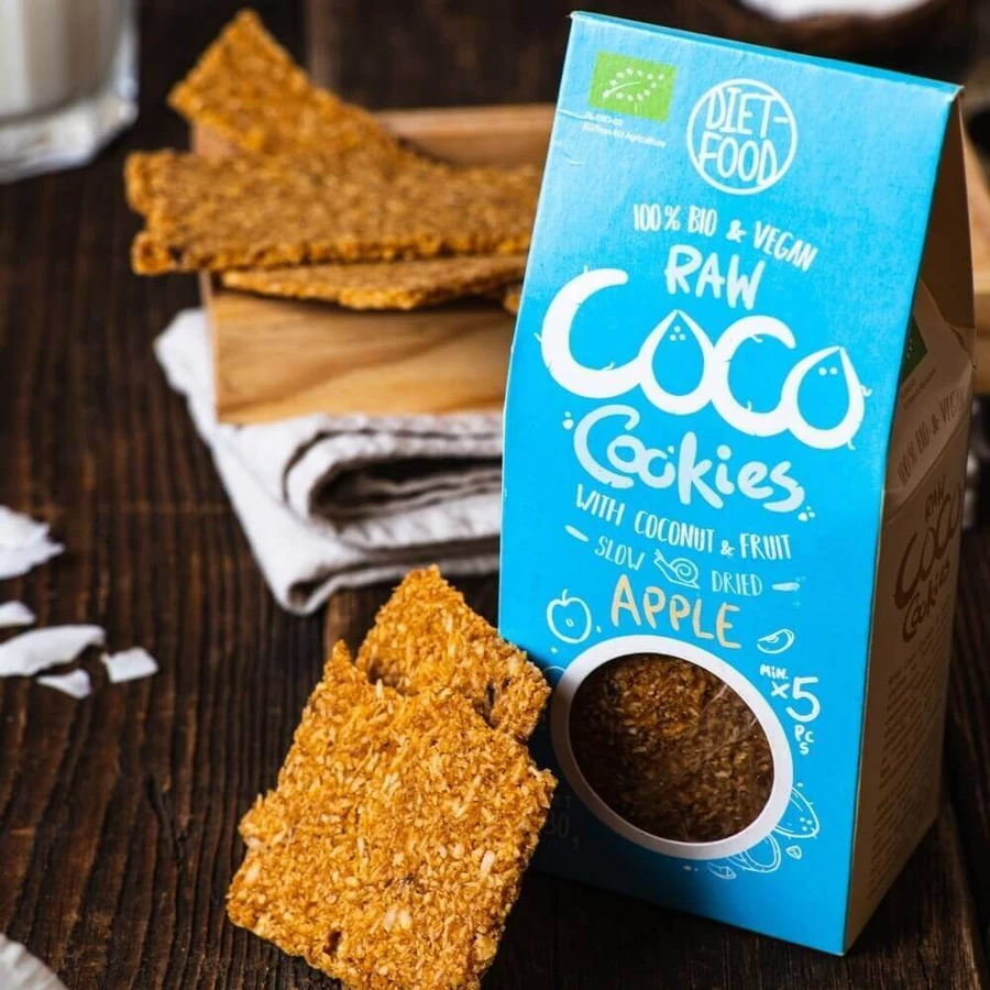 Diet-Food Raw Coco Cookies, кокосовое печенье с яблоком, Bio, 80 г.: цены и характеристики