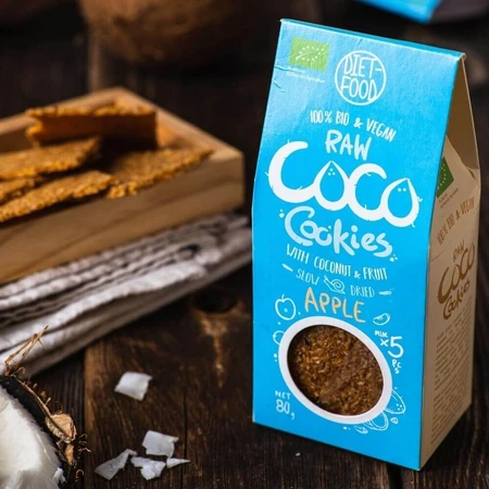 Diet-Food Raw Coco Cookies, кокосовое печенье с яблоком, Bio, 80 г.: цены и характеристики