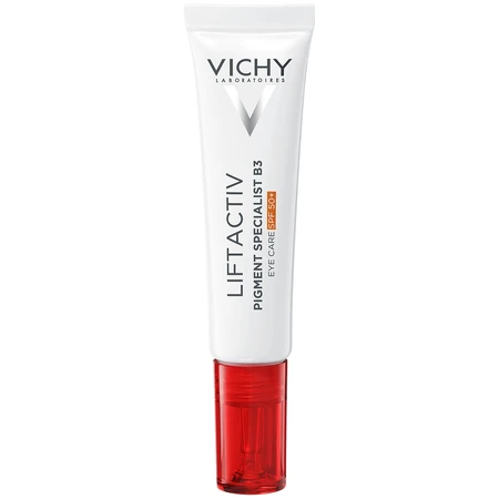 Набір Vichy Liftactiv Pigment Specialist B3, крем для зменшення знебарвлення, SPF 50, 50 мл + крем для шкіри навколо очей, 15 мл + легкий флюїд SPF 50+, 15 мл + косметичка безкоштовно: ціни та характеристики