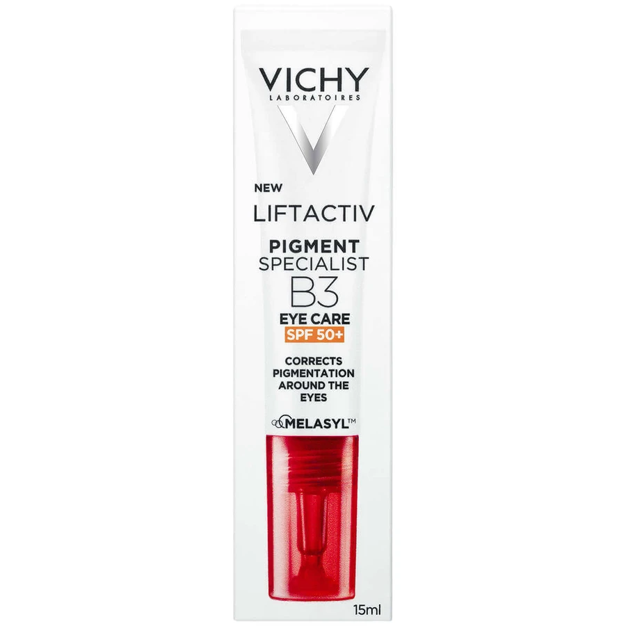Набір Vichy Liftactiv Pigment Specialist B3, крем для зменшення знебарвлення, SPF 50, 50 мл + крем для шкіри навколо очей, 15 мл + легкий флюїд SPF 50+, 15 мл + косметичка безкоштовно: ціни та характеристики