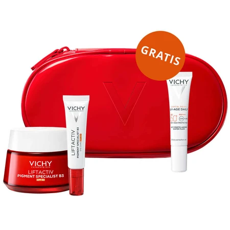 Набір Vichy Liftactiv Pigment Specialist B3, крем для зменшення знебарвлення, SPF 50, 50 мл + крем для шкіри навколо очей, 15 мл + легкий флюїд SPF 50+, 15 мл + косметичка безкоштовно: ціни та характеристики
