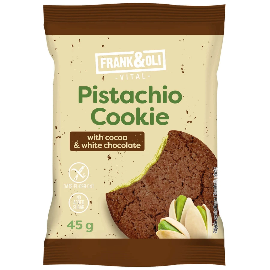 Frank&Oli Фисташковое печенье, мягкое печенье, какао и белый шоколад, 45 г.: цены и характеристики