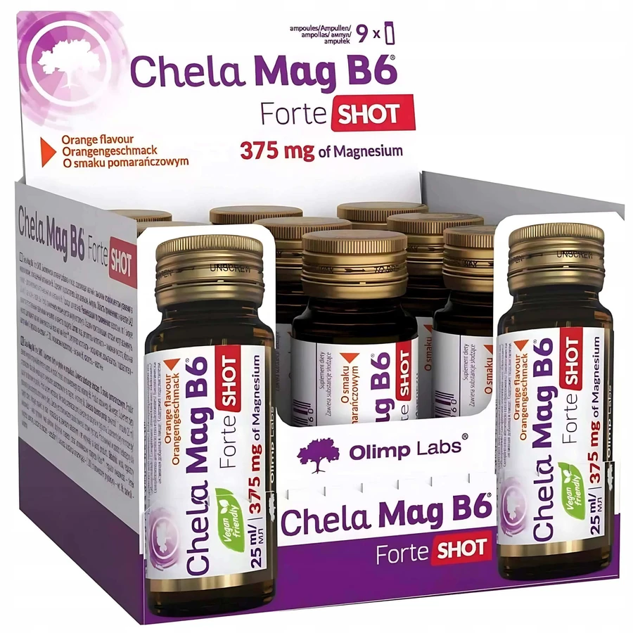 Olimp Chela-Mag B6 Forte Shot, ампулы, апельсиновый вкус, 9 x 25 мл: цены и характеристики
