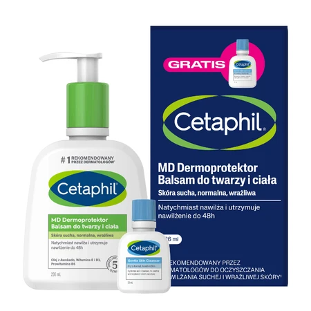 Cetaphil MD Dermoprotector, лосьйон для обличчя та тіла, 236 мл + Cetaphil EM, міцелярна емульсія для вмивання, міні-засіб, 29 мл безкоштовно: ціни та характеристики