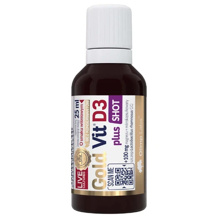 Olimp Gold-Vit D3 Plus Shot, скляна ампула, вишневий смак, 25 мл: ціни та характеристики