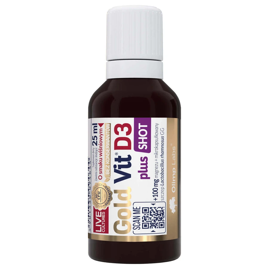 Olimp Gold-Vit D3 Plus Shot, скляна ампула, вишневий смак, 25 мл: ціни та характеристики