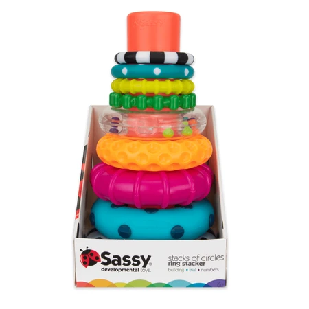 Sassy, развивающая игрушка, башня из STEM дисков, от 6 месяцев, 1 штука: цены и характеристики