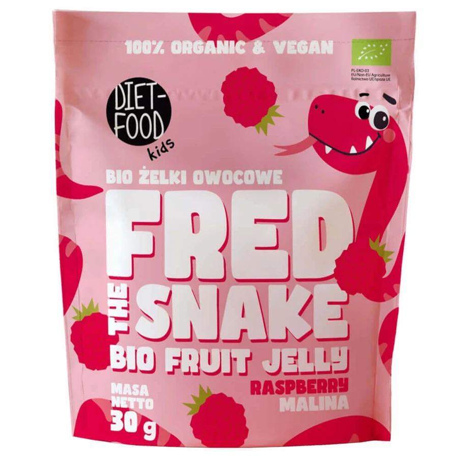 Fred The Snake, фруктовое желе, малина, Bio, 30 г.: цены и характеристики