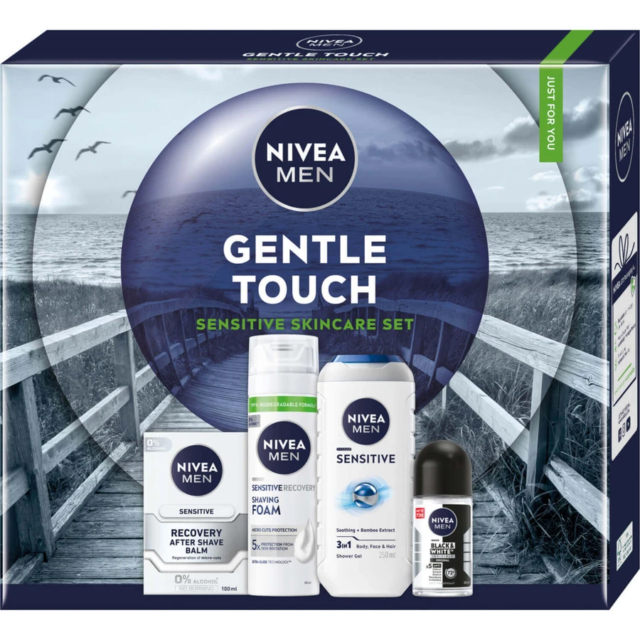 Набор Nivea Men Gentle Touch, пена для бритья, 200 мл + бальзам после бритья, 100 мл + гель для душа 3 в 1, 250 мл + антиперспирант, ролл-он, 50 мл: цены и характеристики