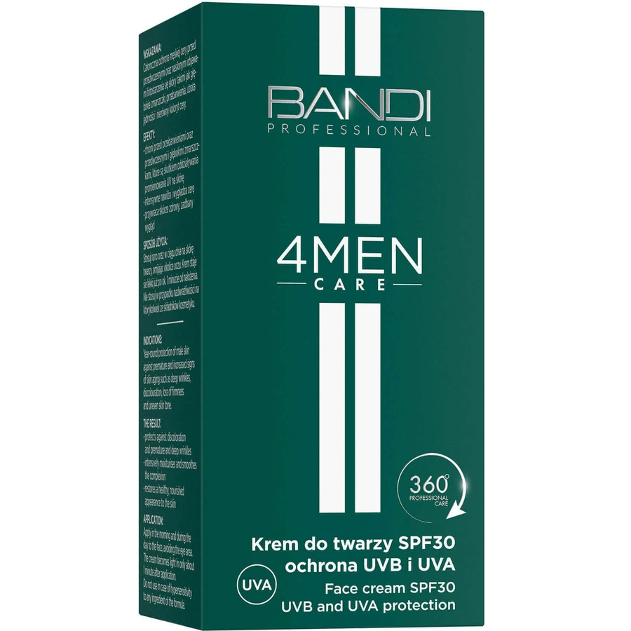 Bandi 4Men Care, крем для обличчя SPF 30, захист від UVB та UVA, для чоловіків, 50 мл: ціни та характеристики