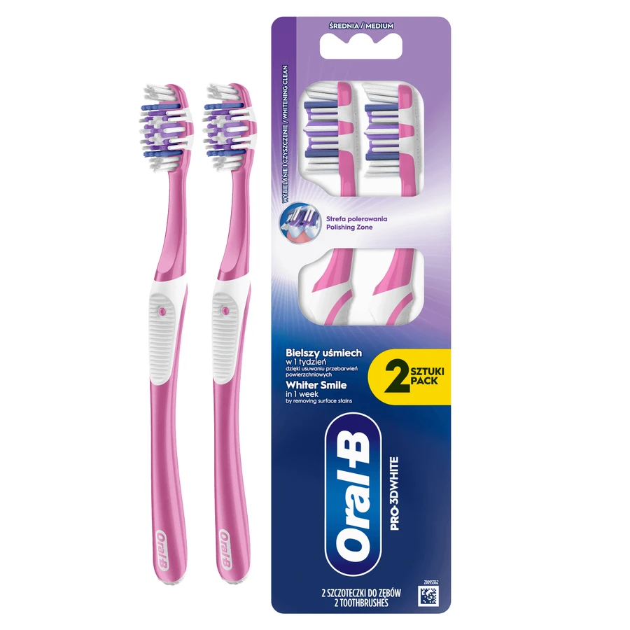 Oral-B Pro-3D White, зубная щетка, средняя, 2 шт.: цены и характеристики