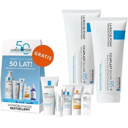 Набір La Roche-Posay Cicaplast Baume B5+, заспокійливий відновлювальний лосьйон, 2 по 100 мл + міні-коробка з продуктами безкоштовно: ціни та характеристики
