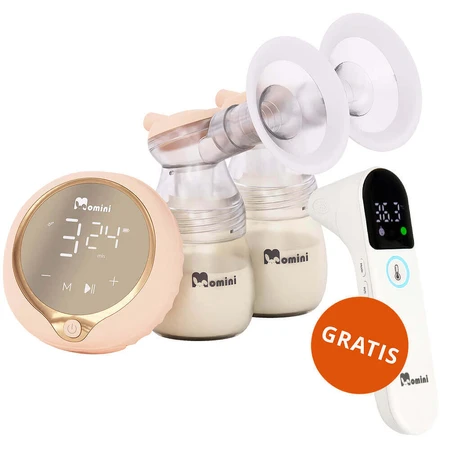 Momini MilkySilky, електронний молоковідсмоктувач, подвійний, 4-фазний + LittleCare, безкоштовний інфрачервоний термометр: ціни та характеристики