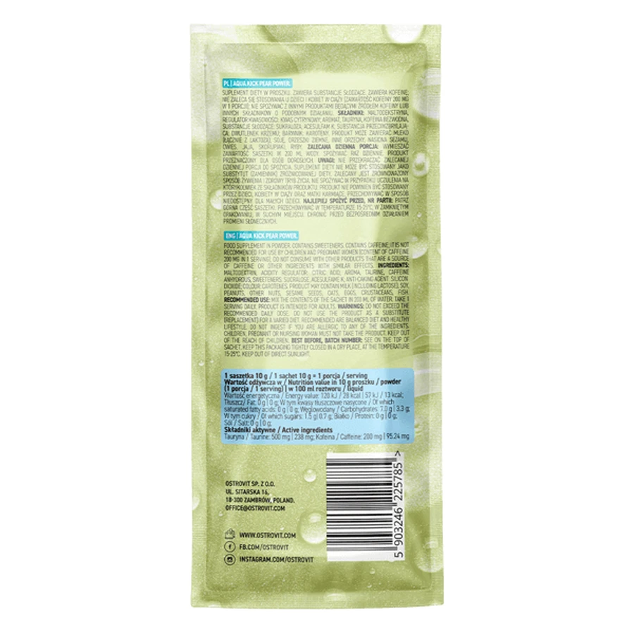 OstroVit Aqua Kick Pear Power, порошок, зі смаком груші, 24 х 10 г: ціни та характеристики