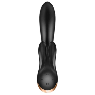 Satisfyer Double Flex, вибратор-кролик с управлением через приложение, черный, 1 штука