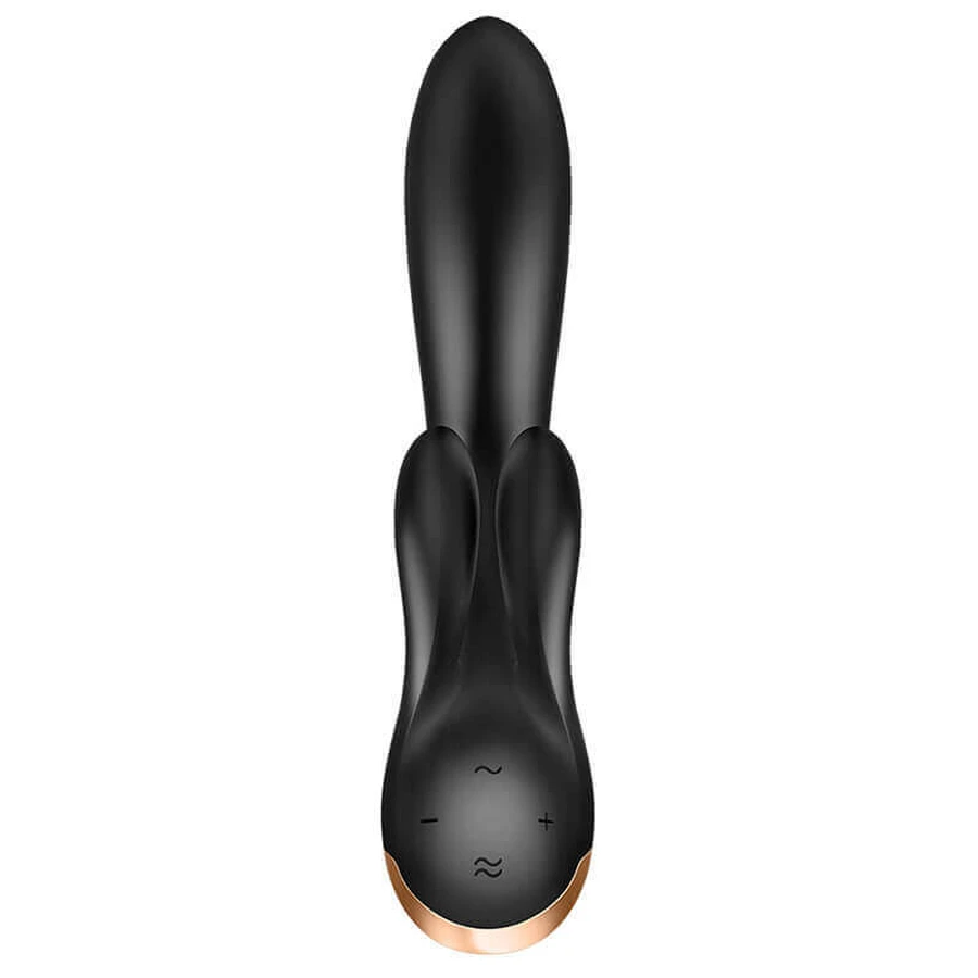 Satisfyer Double Flex, вібратор у вигляді зайчика, керований додатком, чорний, 1 шт.: ціни та характеристики