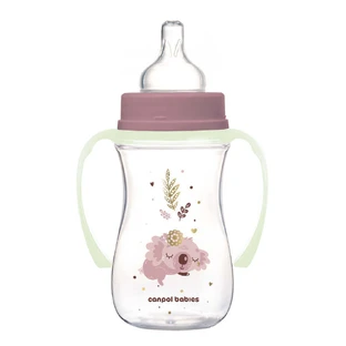 Canpol Babies EasyStart, антиколиковая, бутылочка с широким горлом, Sleepy Koala, розовая, с 3 месяцев, 240 мл