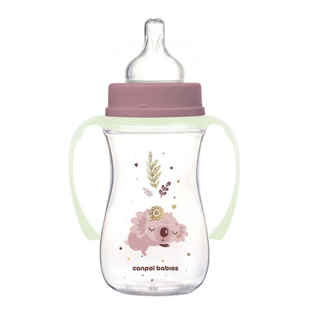 Canpol Babies EasyStart, пляшечка з широким горлом, сонна коала, рожева, від 3 місяців, 240 мл: ціни та характеристики