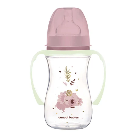 Canpol Babies EasyStart, пляшечка з широким горлом, сонна коала, рожева, від 3 місяців, 240 мл: ціни та характеристики