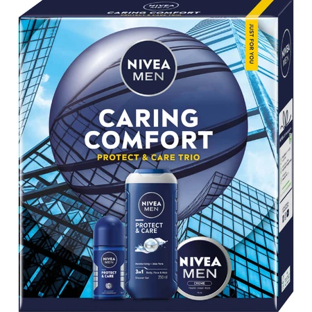 Набір Nivea Men Caring Comfort, гель для душу 3-в-1, 250 мл + антиперспірант, роликовий, 50 мл + крем для тіла, обличчя та рук, 100 мл: ціни та характеристики