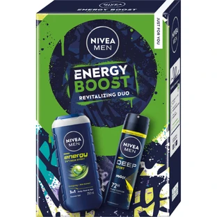 Набор Nivea Men Energy Boost, антиперспирант-спрей, 150 мл + гель для душа 3 в 1, 250 мл