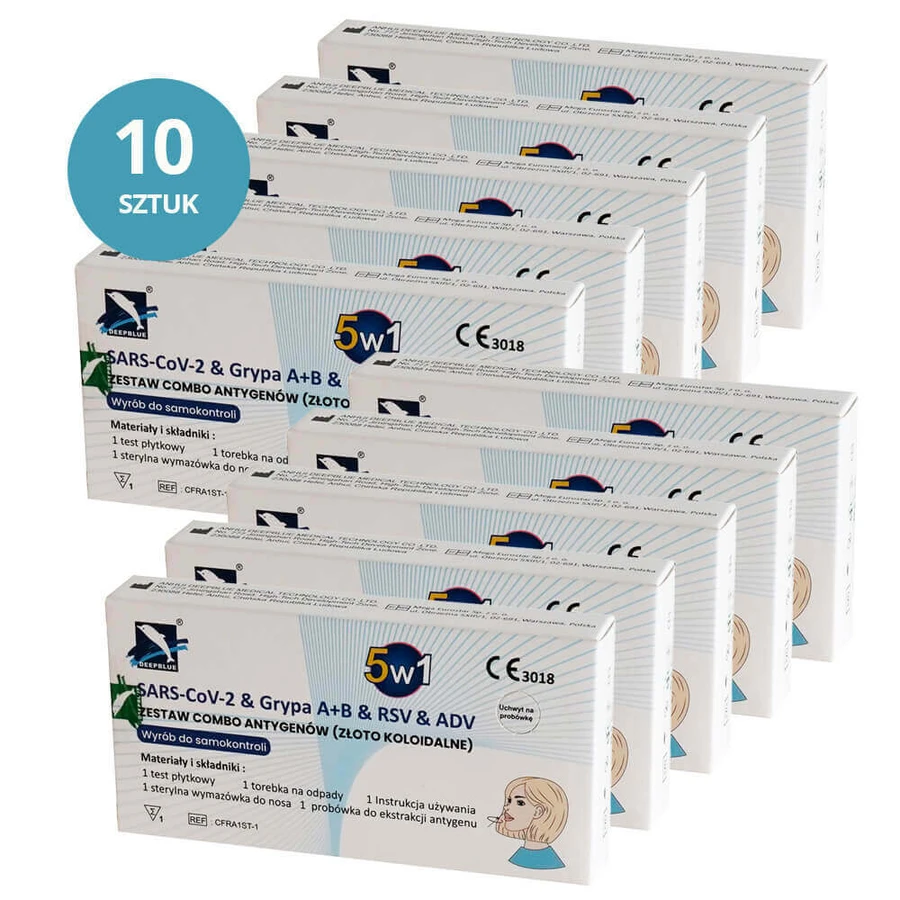 Deepblue 5in1, комбинированный набор антигенов, SARS-CoV-2 & Influenza A/B & RSV & ADV, диагностический тест на 5 вирусов, 10 штук: цены и характеристики