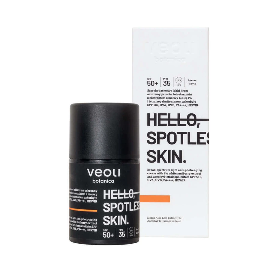 Veoli Botanica Hello, Бездоганна шкіра, крем широкого спектру дії з легким захистом від фотостаріння, для шкіри з гіперпігментацією, SPF 50+, 50 мл: ціни та характеристики