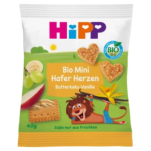 HiPP Овсяные сердечки Bio, масляное печенье, ваниль, с 3 лет, 40 г