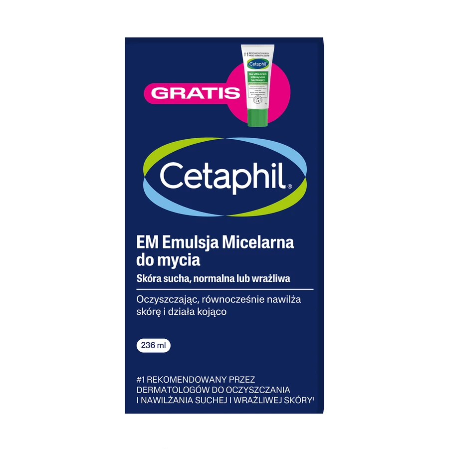 Cetaphil EM, мицеллярная эмульсия для умывания, 236 мл + Cetaphil DA Ultra, интенсивный увлажняющий крем, мини-продукт, 14 г бесплатно: цены и характеристики