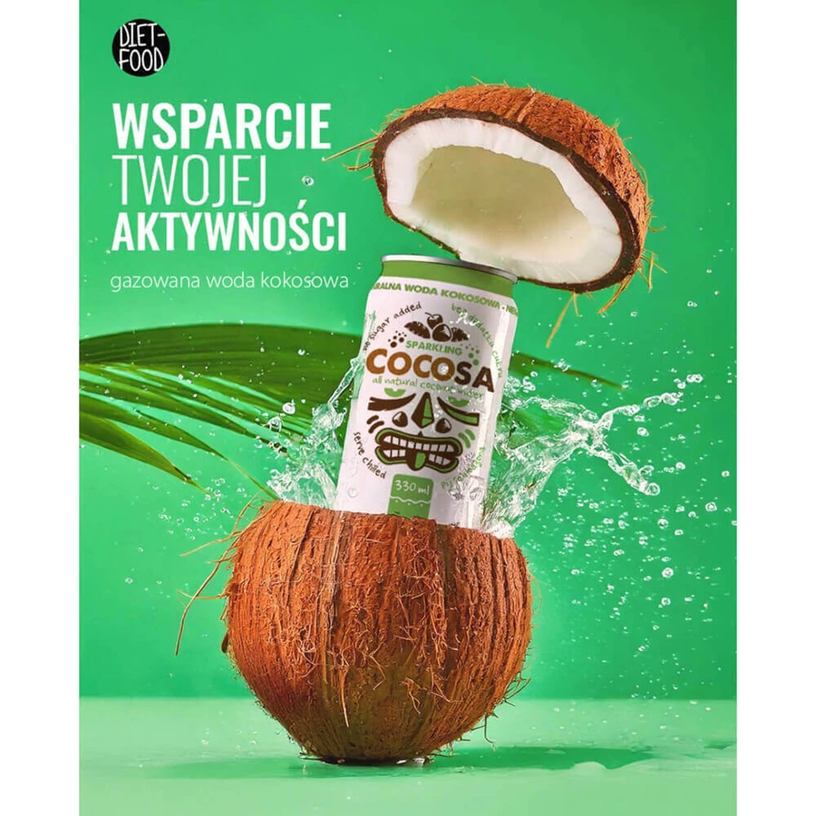 Diet-Food Cocosa Sparkling Coconut Water, газированная кокосовая вода, 330 мл: цены и характеристики