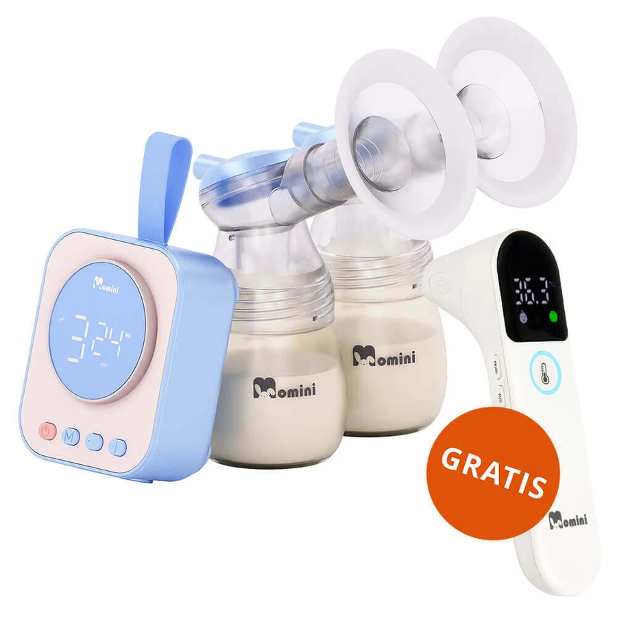 Momini TwinPump, електронний молоковідсмоктувач, подвійний, 4-фазний + LittleCare, безкоштовний інфрачервоний термометр: ціни та характеристики