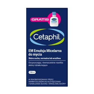 Cetaphil EM, мицеллярная эмульсия для умывания, 236 мл + мицеллярная эмульсия для умывания, мини-продукт, 29 мл бесплатно